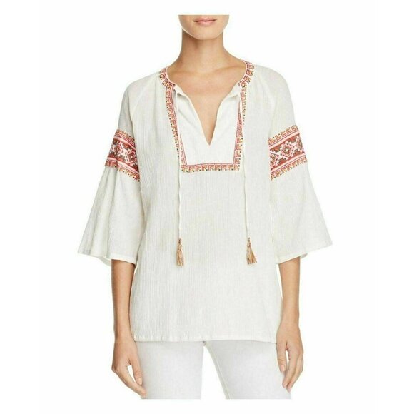 French Connection Tops - French Connection Women's White Adanna Embroidered Top Size M